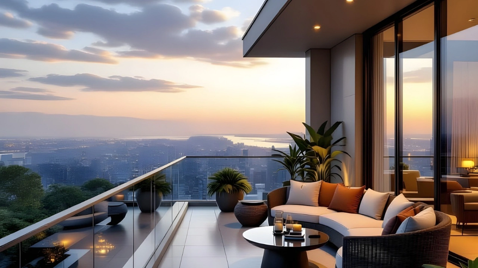 Luxury building with market growth visual